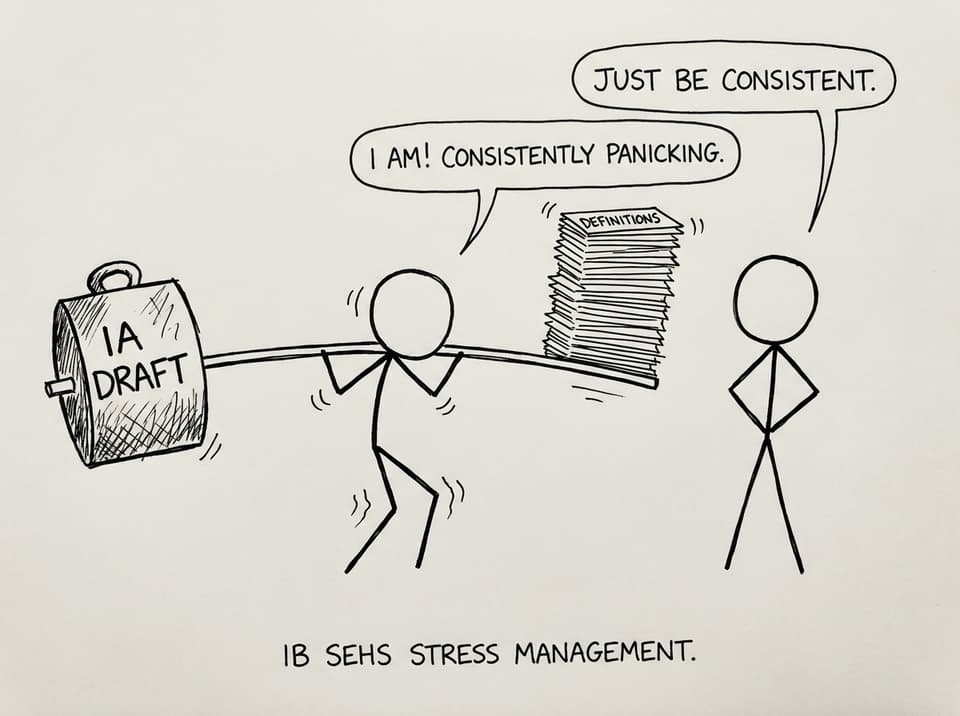 IB SEHS student seesaw stress comic