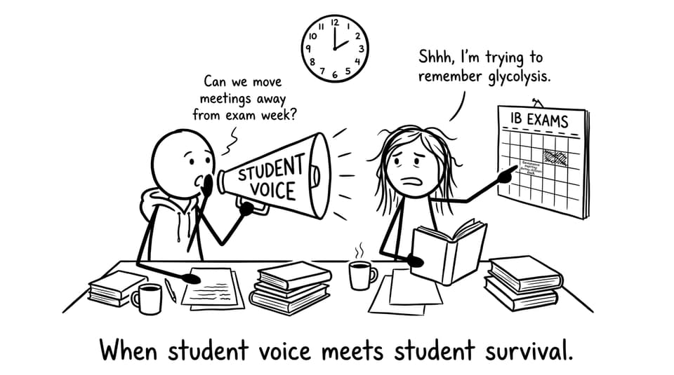 Governance meeting scheduled during revision week joke