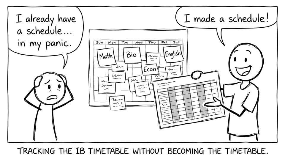Tracking the IB timetable without becoming the timetable.