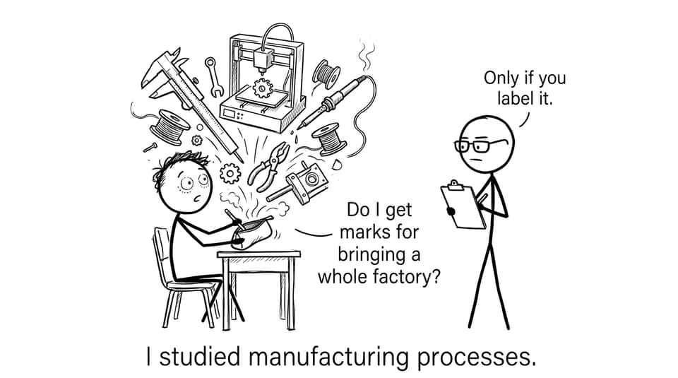 A student brings a whole factory to the exam