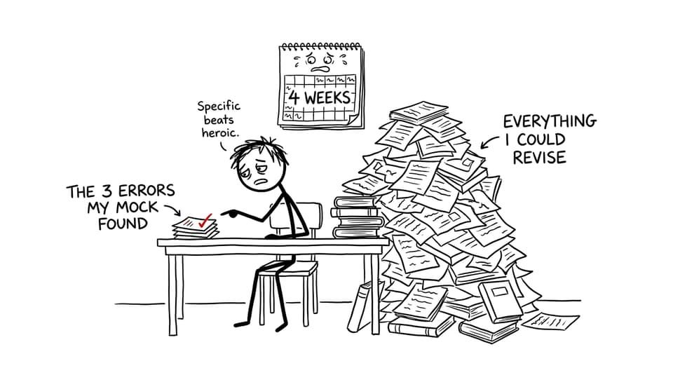 An IB student choosing three specific mock errors over revising everything