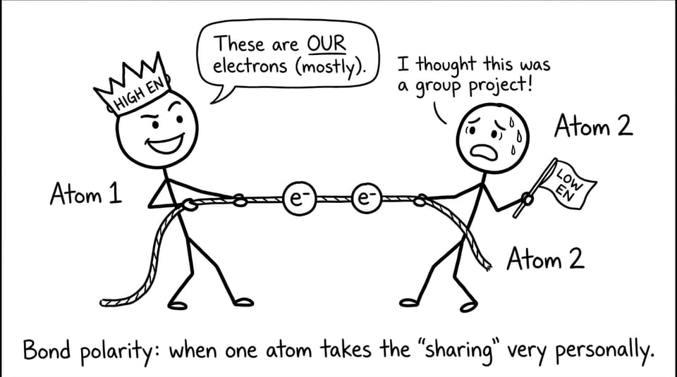 Two atoms tug-of-war over electrons