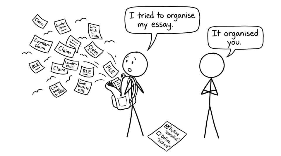 Comic about essay organisation and missing definitions