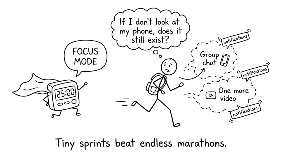 A superhero timer chases distractions