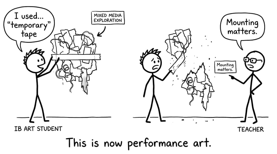 Comic about tape ruining mixed media mounting