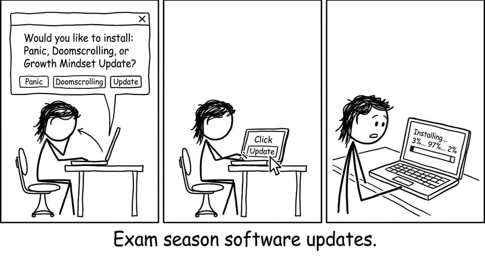 Software pop-up offering Panic vs Growth Mindset Update