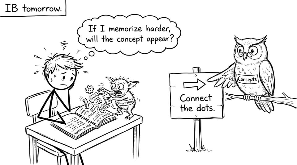 A funny IB concepts vs memorization comic