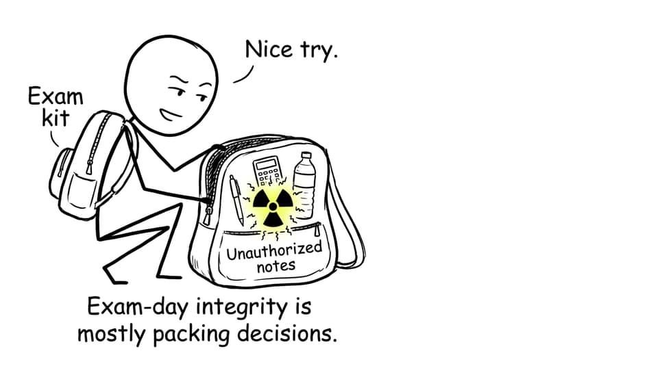 A student finds “Unauthorized notes” inside an exam kit and rejects it