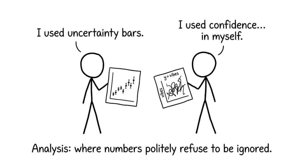 Two students compare a clean graph vs a messy “vibes” graph