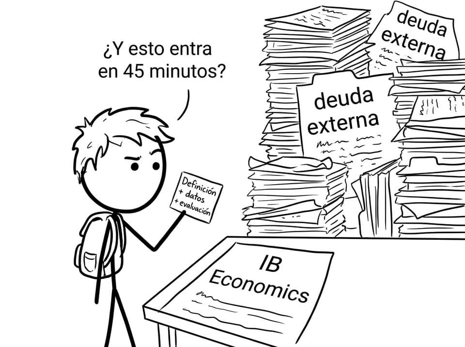 Estudiante intentando resumir deuda externa