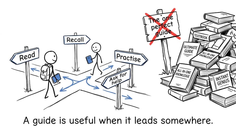 A student chooses a useful study path instead of searching for one perfect guide