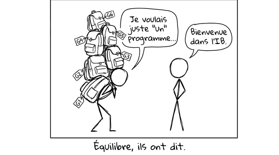 Un élève et ses six sacs à dos