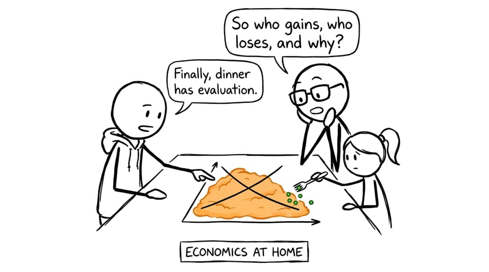A family discovers that dinner can become an economics evaluation