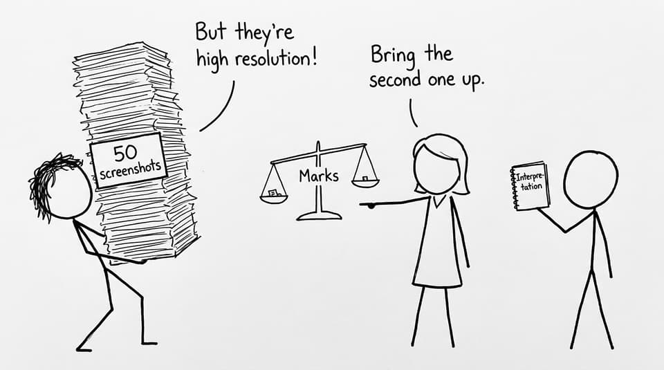Screenshots vs interpretation XKCD-style comic