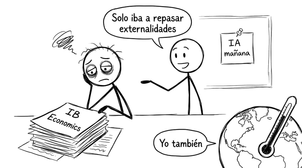 Estudiante IB vs planeta con termómetro