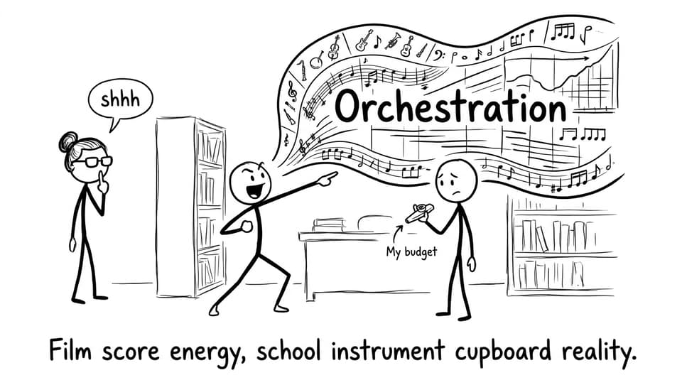 Comic about orchestration vs school instruments