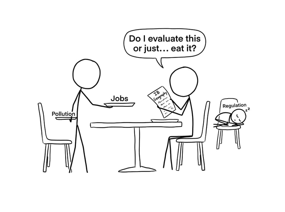 Jobs vs pollution evaluation comic