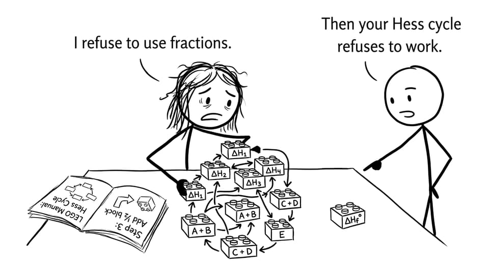 A student refusing fractions in a Hess cycle