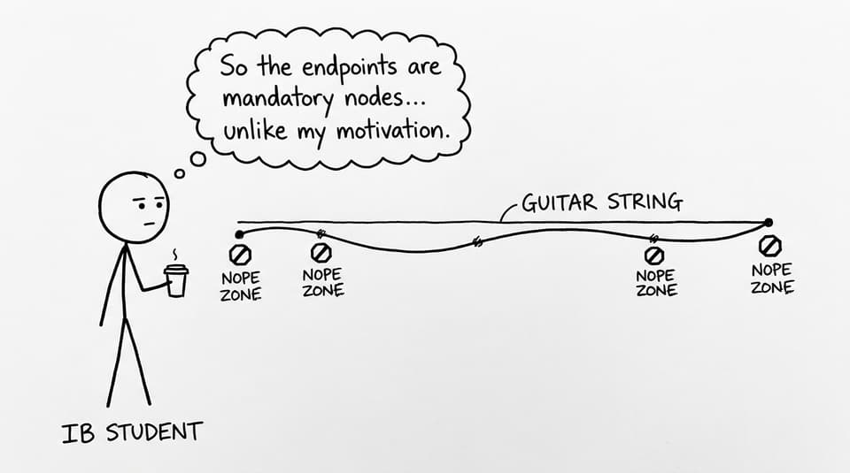 Guitar string endpoints as mandatory nodes joke