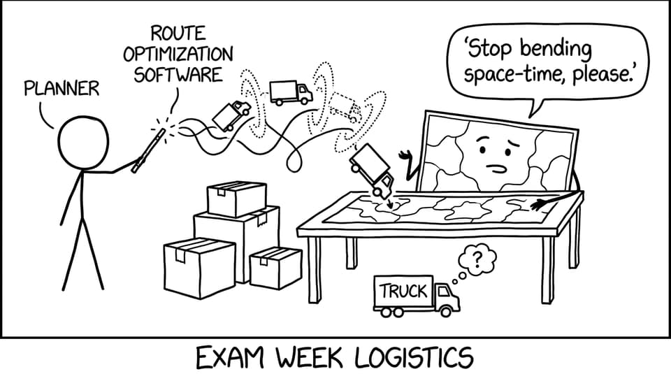 Route optimization as space-time bending
