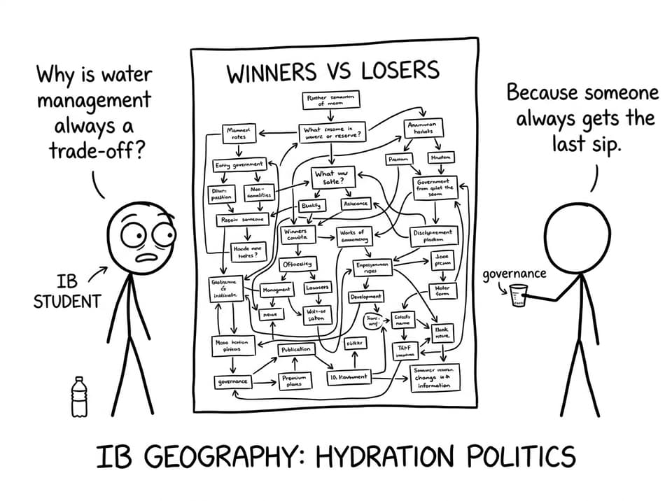 IB Geography hydration politics comic