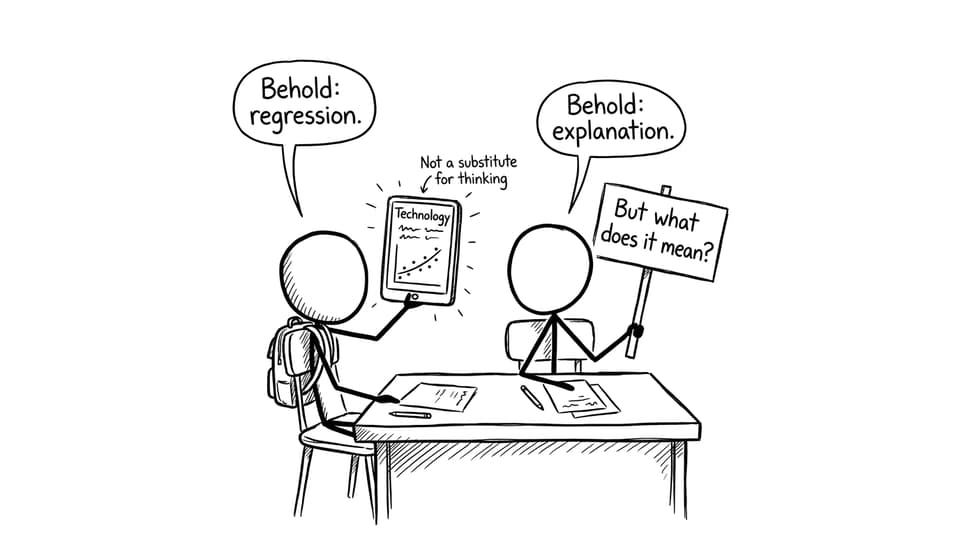 Stick-figure comic about regression vs explanation
