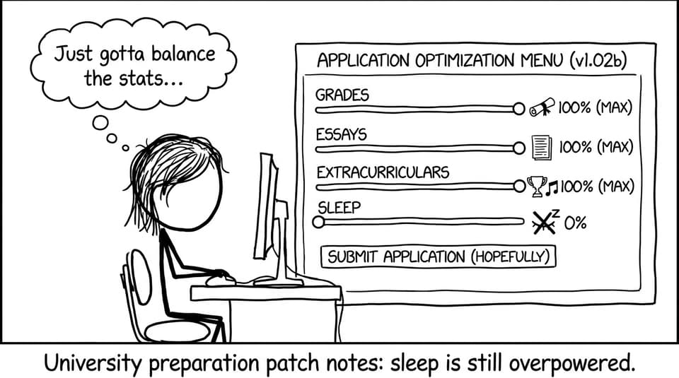 Application sliders: grades, essays, sleep