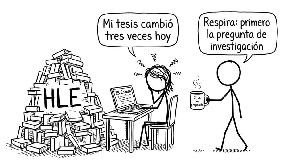 Estudiante IB con el HLE encima