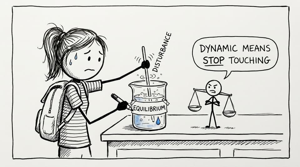 Student poking equilibrium too much