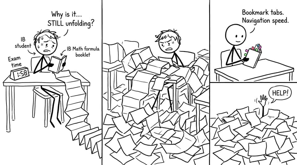IB Math formula booklet unfolding joke