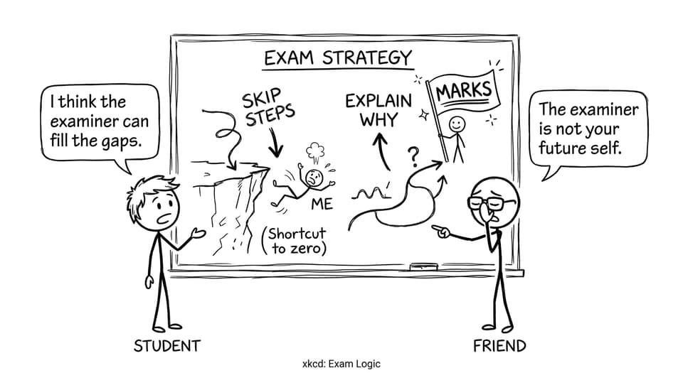Comic about skipping steps vs explaining why