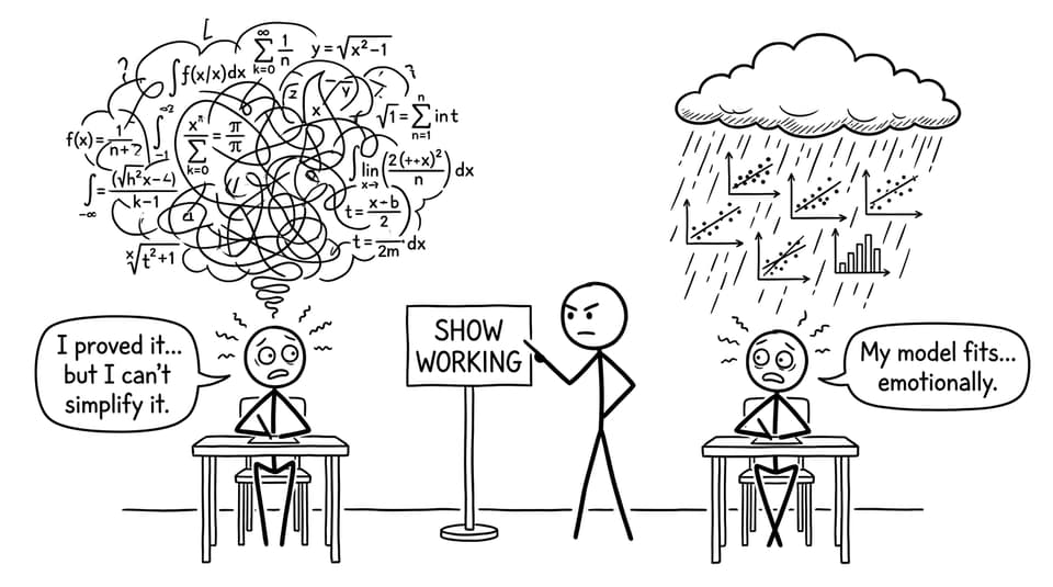 Two students panicking about showing working