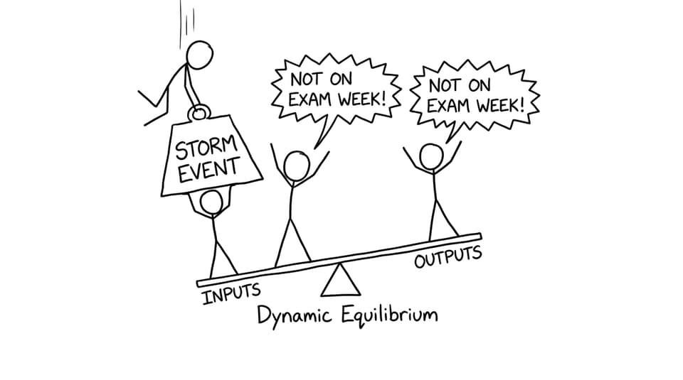 Dynamic equilibrium seesaw ruined by a storm event