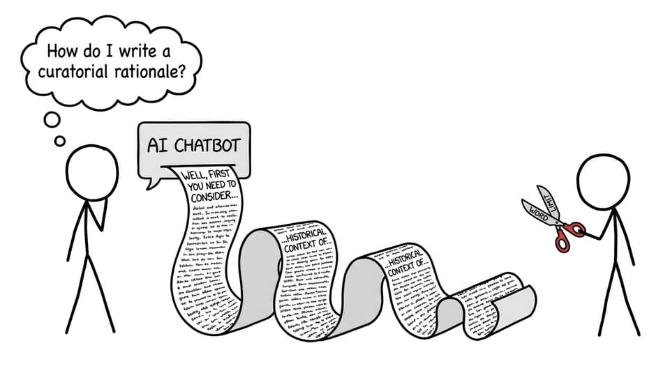 AI produces a scroll; student uses “word limit scissors”