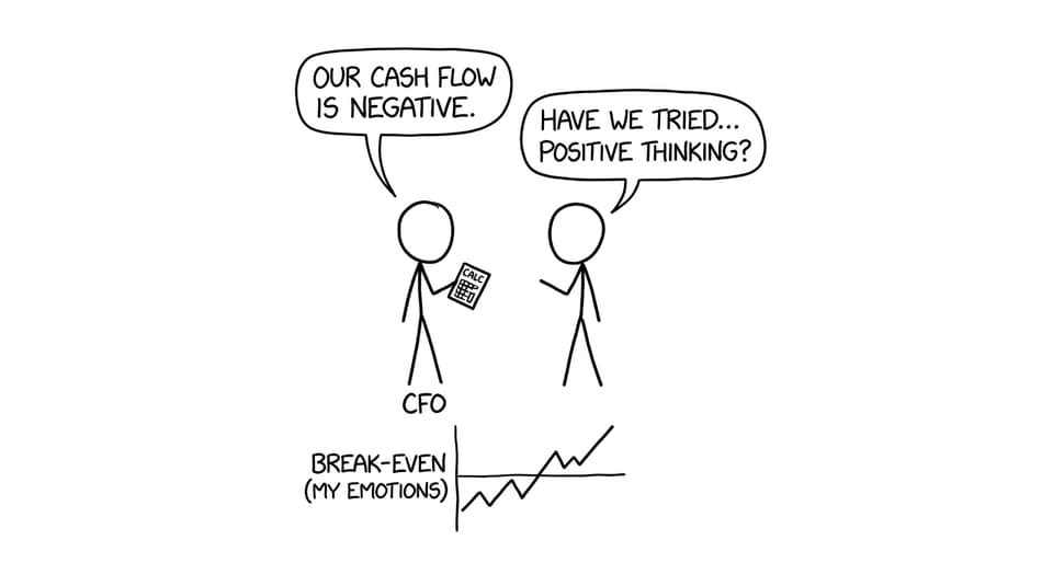 Cash flow vs positive thinking comic
