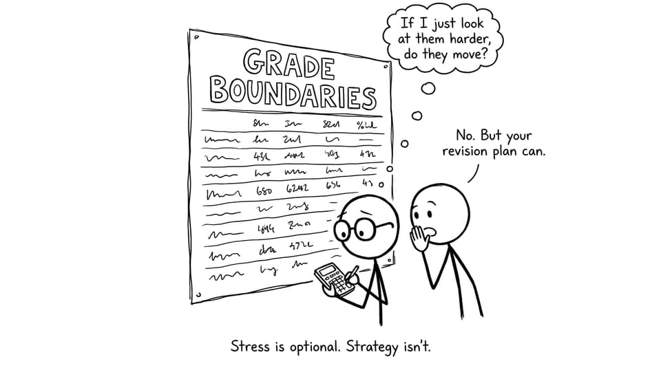 Student staring at grade boundaries chart