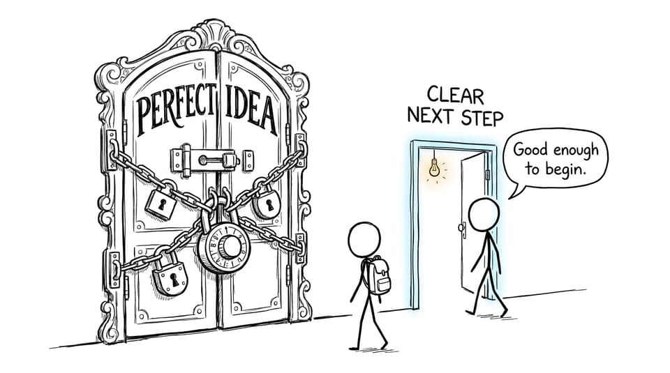 A student chooses a clear next step instead of waiting for the perfect idea