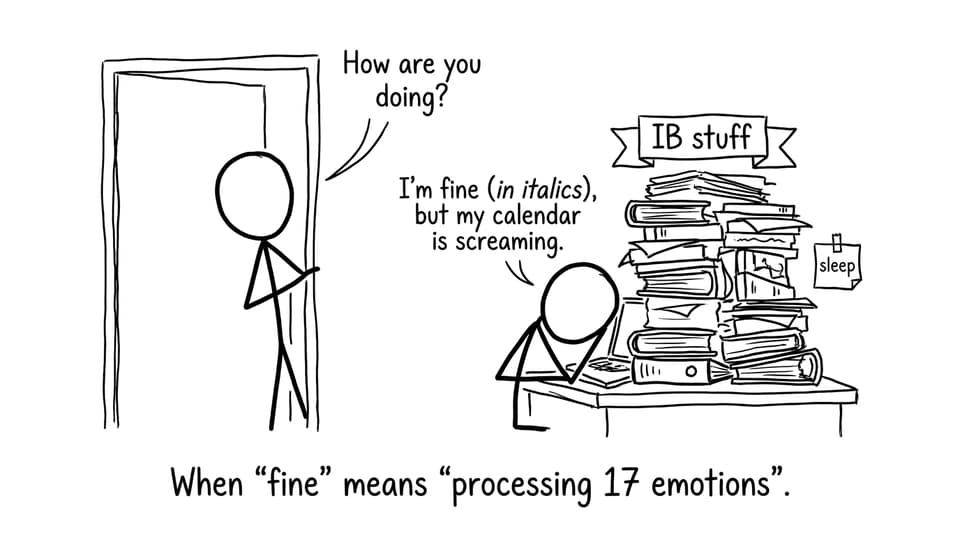 When 'fine' means 'processing 17 emotions'.