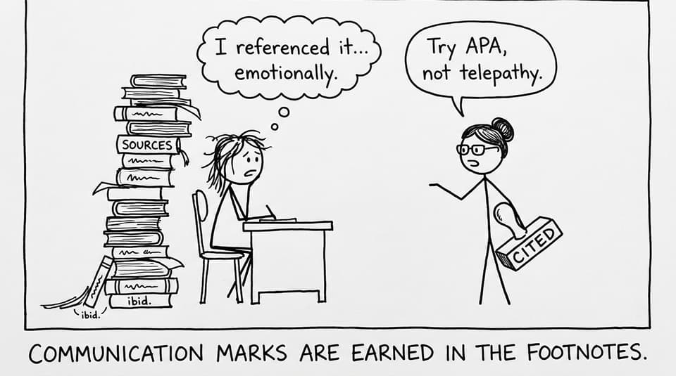 A librarian reminds a student to cite properly
