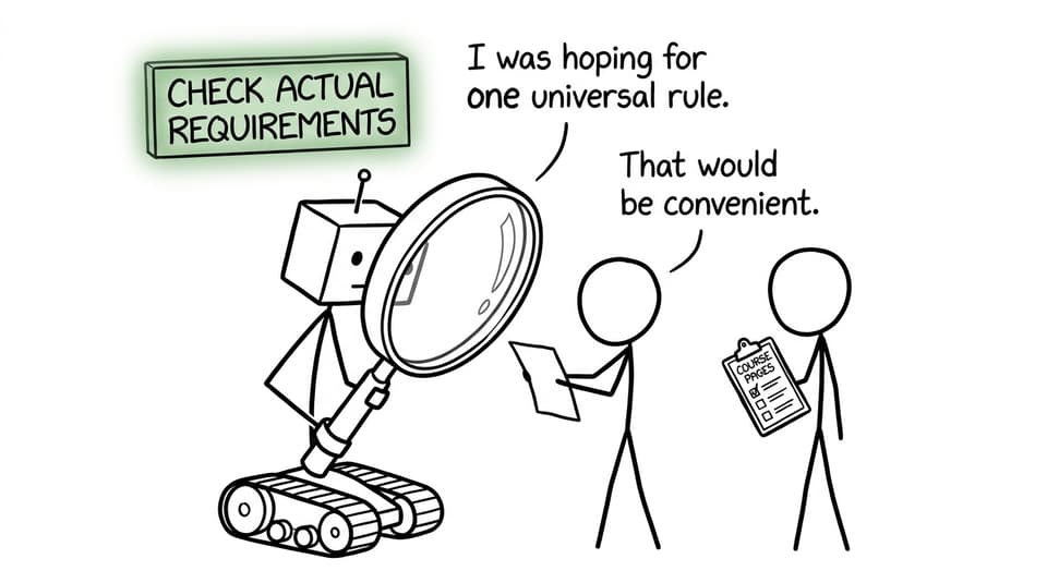 A university robot discovers there is no universal subject-selection rule