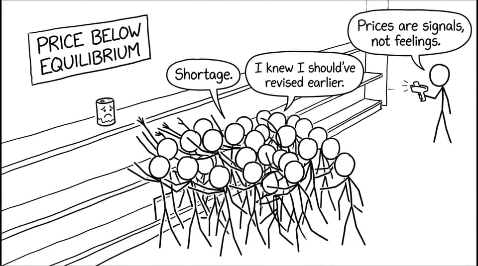 Comic about a shortage and “prices are signals”