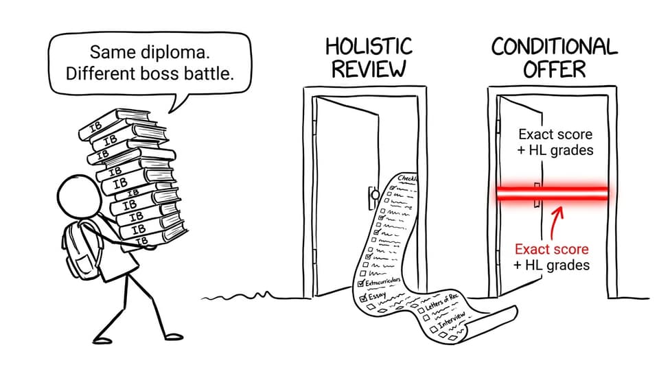 An IB student encounters two very different university admissions systems
