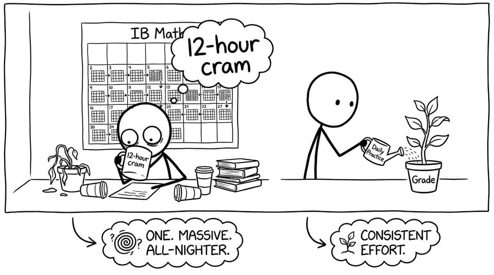 IB Math revision vs cram comic