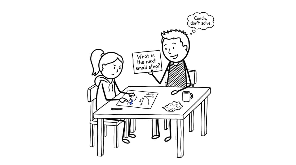 A parent coaches rather than solves an MYP Physics problem