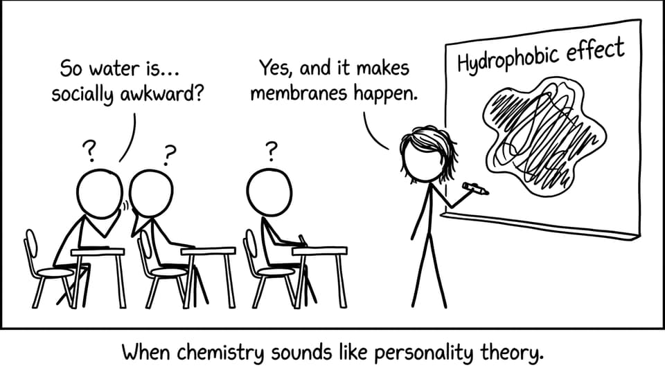 Hydrophobic effect as personality theory joke
