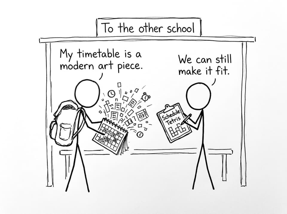 Schedule Tetris bus stop comic