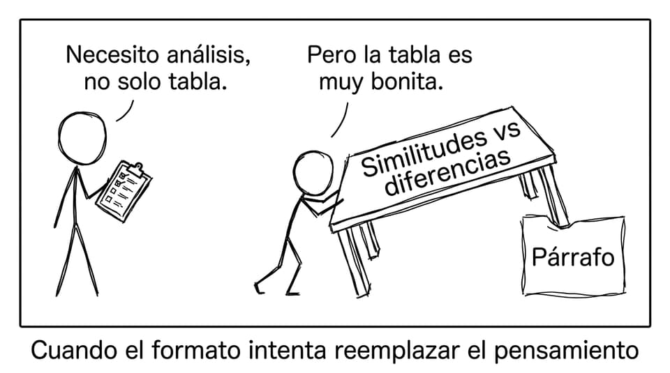 Comic tabla vs análisis