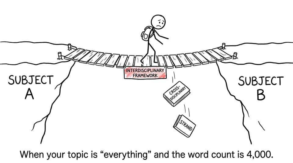 A student bridging two subjects with “interdisciplinary framework”