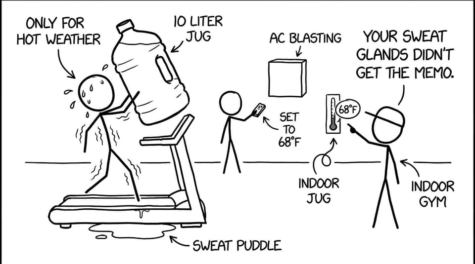 Indoor gym dehydration joke