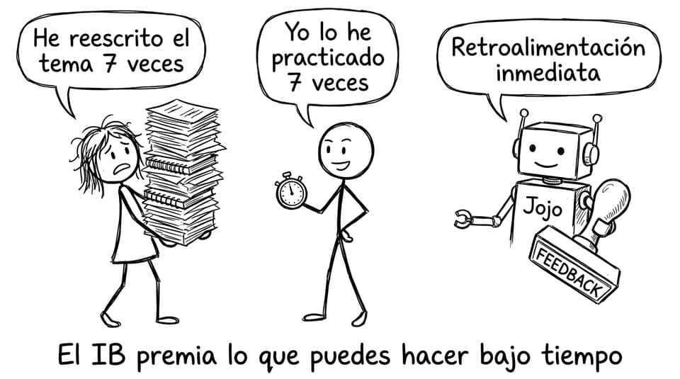 Estudiar vs practicar para el IB (cómic)